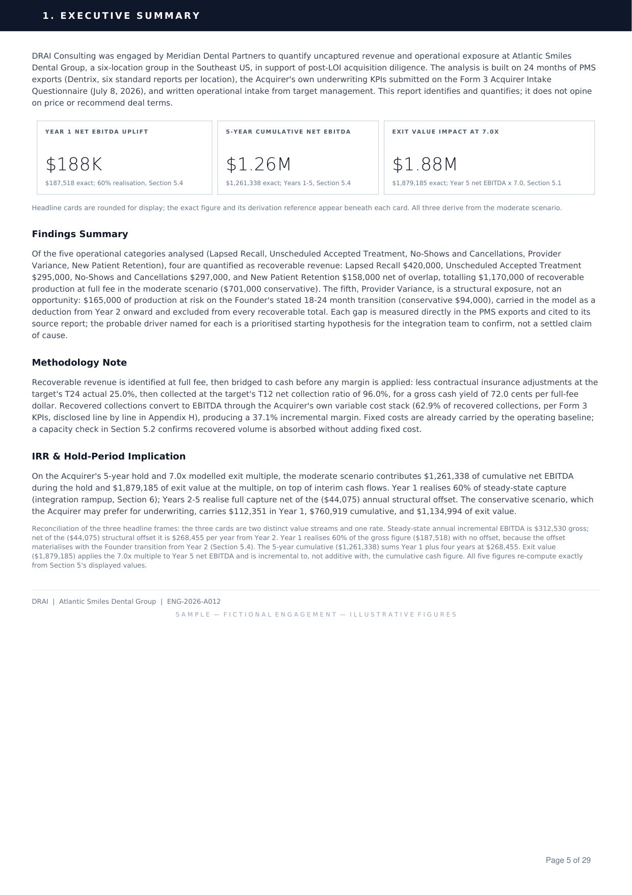 Acquisition Diligence Operational QoE sample, page 5