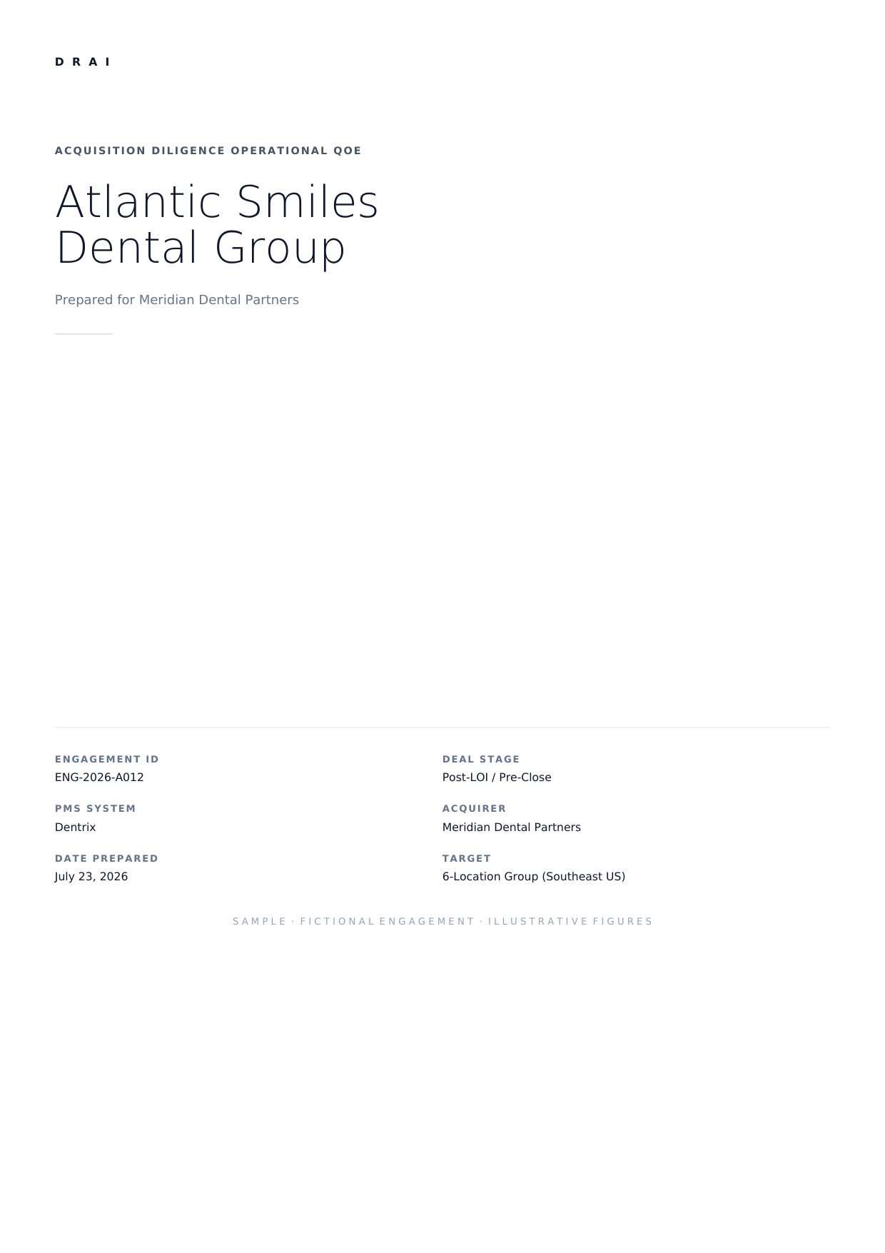 Acquisition Diligence Operational QoE sample, page 1